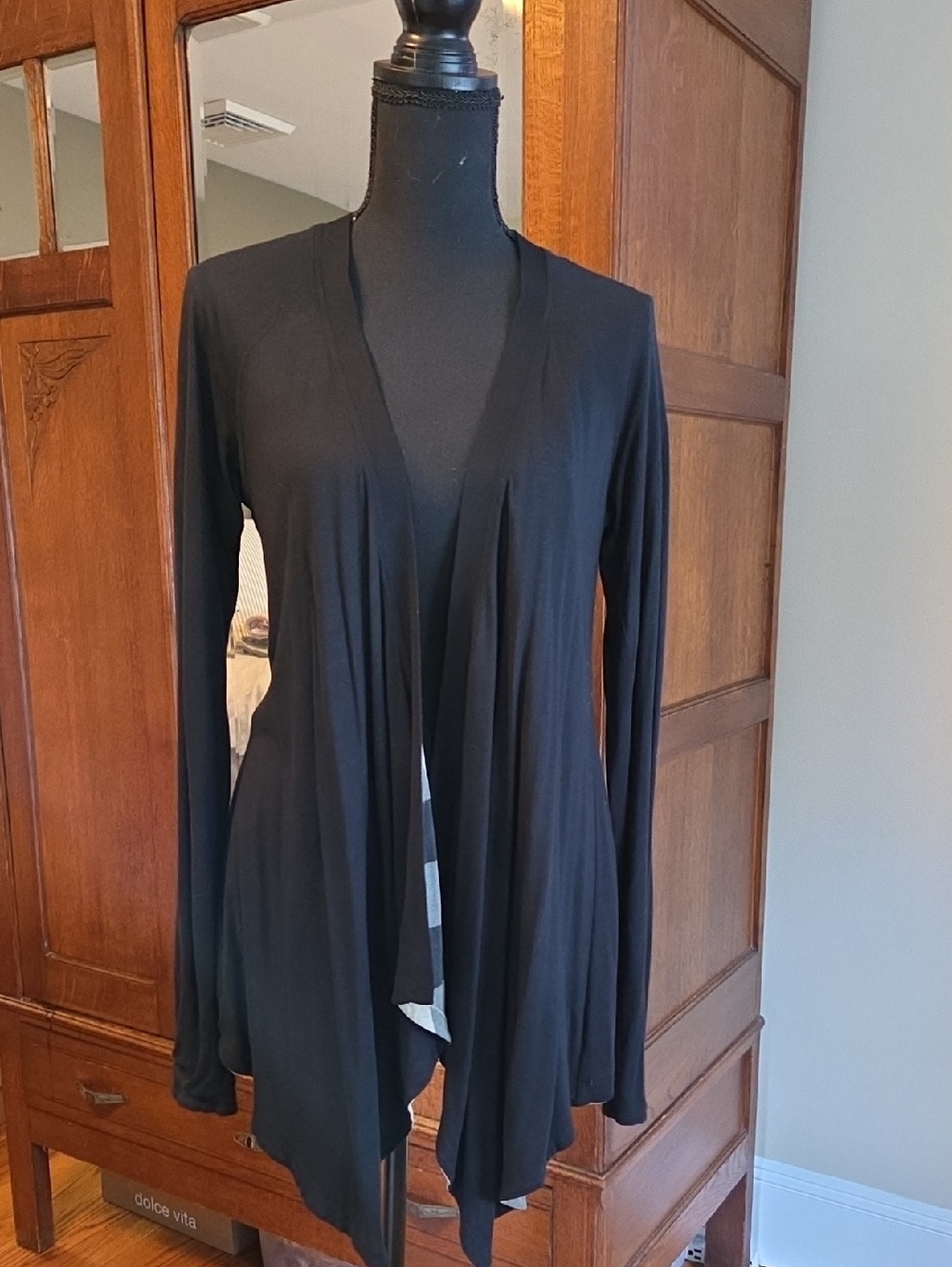 Burberry Black Draped Open-Front Cape/Cardigan